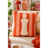 Pilloveland Punch Nakışlı Kırlent Kılıfı - 43*43 Cm - Turuncu İ Harfi - PNK001