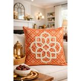 Pilloveland Punch Nakışlı Kırlent Kılıfı - 43*43 Cm - Turuncu Motif - PNK001