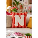 Pilloveland Punch Nakışlı Kırlent Kılıfı - 43*43 Cm - Turuncu N Harfi - PNK001
