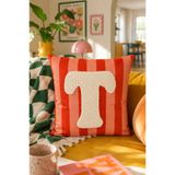 Pilloveland Punch Nakışlı Kırlent Kılıfı - 43*43 Cm - Turuncu T Harfi - PNK001