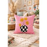 Pilloveland Punch Nakışlı Kırlent Kılıfı - 43*43 Cm - Vazo - PNK001