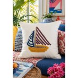 Pilloveland Punch Nakışlı Kırlent Kılıfı - 43*43 Cm - Yelkenli - PNK001