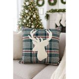 Pilloveland Punch Nakışlı Kırlent Kılıfı - 43*43 Cm - Yeşil Ekose Geyik - PNK001
