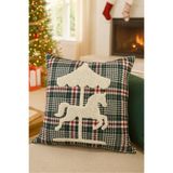 Pilloveland Punch Nakışlı Kırlent Kılıfı - 43*43 Cm - Yeşil Ekose Pony - PNK001