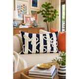 Pilloveland Punch Nakışlı Kırlent Kılıfı - 50x30 Cm - Dikdörtgen Lacivert Fiyonk - PNK001