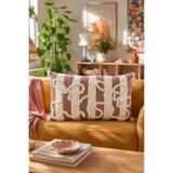 Pilloveland Punch Nakışlı Kırlent Kılıfı - 50x30 Cm - Dikdörtgen Mocha Fiyonk - PNK001