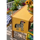 Pilloveland Punch Nakışlı Süet Runner 40x140 cm - Zebra