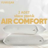 Pillow Market Air Comfort Visko Uyku Yastığı [hava Kanallı] Anti-Uv Korumalı Ortopedik Rahat Uyku Yastığı 2 Adet - Standart - Beyaz