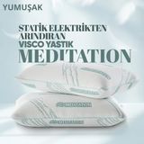 Pillow Market Anti-Statik Tombul Visko Yastık [hava Kanallı] Stres Azaltan Ortopedik Uyku Visco Yastığı 1 Adet - Standart - Yeşil - Beyaz