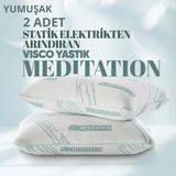 Pillow Market Anti-Statik Tombul Visko Yastık [hava Kanallı] Stres Azaltan Ortopedik Uyku Visco Yastığı 2 Adet - Standart - Yeşil - Beyaz