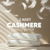 Pillow Market Büyük Boy Cashmere Visko Yastık [hava Kanallı] Özel Kaşmir Kumaşlı Konforlu Ortopedik Yastık 2 Adet - Standart - Sarı - Beyaz