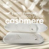Pillow Market Cashmere Visko Yastık [hava Kanallı] Özel Kaşmir Kumaşlı Kırışıklık Önleyici Ortopedik Yastık 2 Adet - Standart - Bej - Beyaz Çizgili