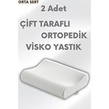 Pillow Market Çift Taraflı Visko Boyun Destek Yastığı - Ortopedik Anti Stres Süper Soft 2 Adet (orta Yumuşak) Beyaz