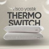 Pillow Market Isı Kontrol Yastığı Termoswıtch Ortopedik Düz Uzun Boy Visko Yastık -Termal Isı Dengeleyici Yastık - Standart - Gri