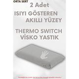 Pillow Market Isı Kontrollü Termoswitch Ortopedik Düz Uzun Boy Visco Yastık 2 Adet (orta Yumuşak) Beyaz