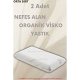 Pillow Market Organik Koton Ortopedik Visko Yastık - %100 Pamuk Konforlu Nem Kontrollü 2 Adet (orta Yumuşak) Beyaz
