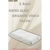 Pillow Market Organik Koton Ortopedik Visko Yastık - %100 Pamuk Konforlu Nem Kontrollü [2 Adet] (Orta Yumuşak)