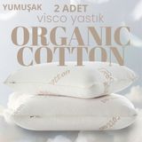 Pillow Market Organik Koton Visko Yastık [hava Kanallı] Doğal %100 Pamuk Konforlu Ortopedik Visco Yastık 2 Adet - Standart - Açık Bej