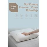 Pillow Market Organik Koton Visko Yastık - Ortopedik %100 Doğal Pamuk Kumaş - Konforlu Nem Kontorllü Visco Yastık Beyaz