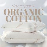 Pillow Market Organik Koton Visko Yastık - Ortopedik %100 Doğal Pamuk Kumaş - Konforlu Nem Kontorllü Visco Yastık - Standart - Açık Bej