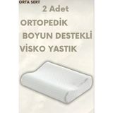 Pillow Market Ortopedik Boyun Destekli Visko Yastık Çift Taraflı Destekli Visco [2 Adet]