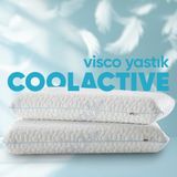 Pillow Market Ortopedik Isı Emici Cool Actıve Uyku Yastığı - Isı Kontrollü Akıllı Visco Yastık Terleme Önleyici - Standart - Mavi - Beyaz
