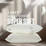 Pillow Market Ortopedik Visco Tombul Yastık [hava Kanallı] Hava Alabilir Süper Soft Konforlu Uyku Yastığı 2 Adet - Standart - Beyaz