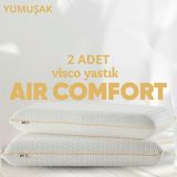 Pillow Market Ortopedik Visco Xxl Yastık [hava Kanallı] Air Comfort Anti-Uv Destekli Uyku Yastığı 2 Adet - Standart - Beyaz