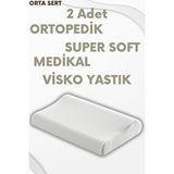 Pillow Market Ortopedik Visko Yastık Boyun Düzleşmesi Tek Taraflı Visco Yastık Süper Soft 2 Adet (orta Yumuşak) Beyaz