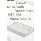 Pillow Market Ortopedik Visko Yastık Boyun Düzleşmesi Tek Taraflı Visco Yastık Süper Soft [2 Adet] (Orta Yumuşak)