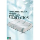Pillow Market Ortopedik Yastık Meditation Servikal Destek Yastığı Anti Stres Çift Boyun Destekli Visko Yastık Beyaz