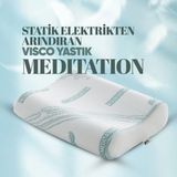 Pillow Market Ortopedik Yastık Meditation Servikal Destek Yastığı [ Anti Stres ] Çift Boyun Destekli Visko Yastık - Standart - Yeşil - Beyaz