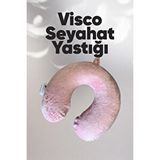 Pillow Market Peluş Yolculuk Yastığı - Rahat %100 Visko Ortopedik Boyun Yastığı - Seyahat Yastığı - Pembe Beyaz