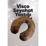 Pillow Market Seyahat Yolcu Yastığı Ortopedik - Rahat Peluş Visko Yastık - %100 Visko - Kahverengi Beyaz