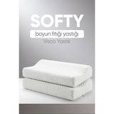 Pillow Market Softy Ortopedik Visko Boyun Fıtığı Yastığı 50 x 30 cm Beyaz Renk Ergonomik Dikdörtgen Pamuk Dış Materyal