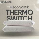Pillow Market Termoswitch Xxl Visko Yastık [hava Kanallı] Termal Isı Dengeleyici Düz Ortopedik Uyku Yastığı 1 Adet - Standart - Gri