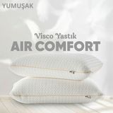 Pillow Market Tombul Ortopedik Visko Yastık [hava Kanallı] Air Comfort Cilt Dostu Konforlu Uyku Yastığı - Standart - Sarı - Beyaz