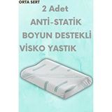 Pillow Market Visko Tek Taraflı Boyun Destek Yastığı - Meditation Boyun Düzleşmesi İçin Visco 2 Adet Beyaz