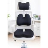 Pillowart Ergonomik 3’lü Destek Seti: Bel, Boyun ve Oturma Minderi - Siyah