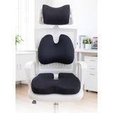 Pillowart Ergonomik Ofis Sandalye Minderi Seti, Bel Boyun ve Oturma Desteği 3'lü Set, Siyah - Çok Renkli