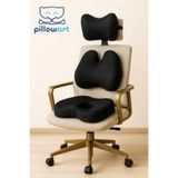 PİLLOWART Ergonomik Ofis Sandalye Minderi Seti, Bel Boyun ve Oturma Desteği 3'lü Set, Siyah