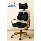PİLLOWART Ergonomik Ofis Sandalye Minderi Seti | Bel, Boyun ve Oturma Desteği 3'lü Set