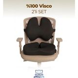 Pillowart Ofis Koltuk Visco Bel Destek & Oturma Minderi Ergonomik Tasarım ile Ofis Çalışanları İçin - Siyah
