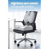 Pillowart Ortopedik Visco Bel Destek & Oturma Minderi - Ofis, Araç, Ev Çalışma Sandalyesi Için Gri