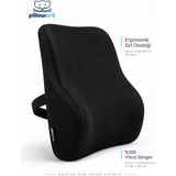 PİLLOWART Ortopedik Visco Sırt Bel Destek Minderi – Ofis Koltuğu İçin Ergonomik Anatomik Lomber ve Postür Desteği Siyah