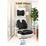 PİLLOWART Visco Boyun Bel ve Oturma Minderi 3’lü Set – Ortopedik Ofis Koltuğu ve Omurga Desteği Siyah