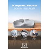 Pillowart Visco Oturma Simidi Koltuk Minderi – & Kuyruk Sokumu Destekli Gri