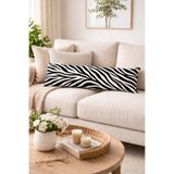 Piloji Zebra Desenli Uzun Dekoratif Yastık 25x100 cm - Uyku Arkadaşı Hamile Yastığı Elyaf Dolgulu Kırlent