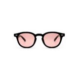 PiLook Fotokromik V3 Yuvarlak Güneş Gözlüğü Siyah Çerçeve Pembe Cam | Fotokromik Lensler, Retro Tasarım, 49-25-146 Ölçü, Unisex Kullanım, Hafif Çerçeve