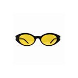 PiLook Oval Cat Eye Güneş Gözlüğü Sarı Camlı Unisex | Fotokromik Cam, Siyah Çerçeve, Deri Kılıf Dahil, Unisex Tasarım, Retro Stil